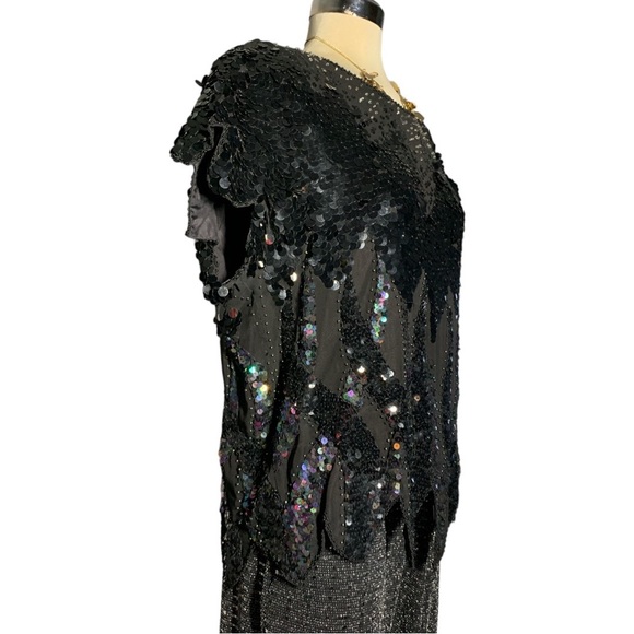 ADINA FASHIONS Gorgeous Elegant Black Embedded Sequins and Beads Top Size M - Picture 10 of 15